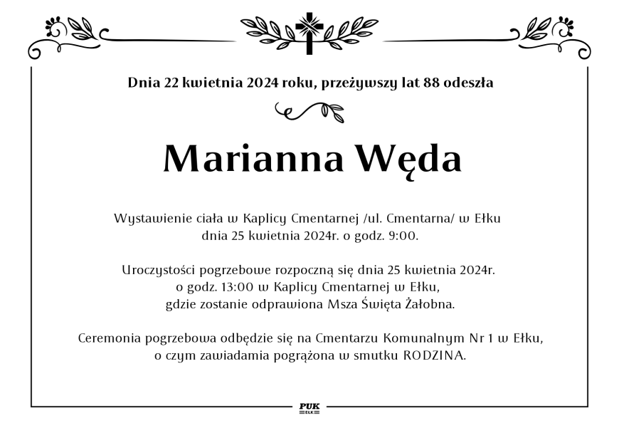 Marianna Węda - nekrolog